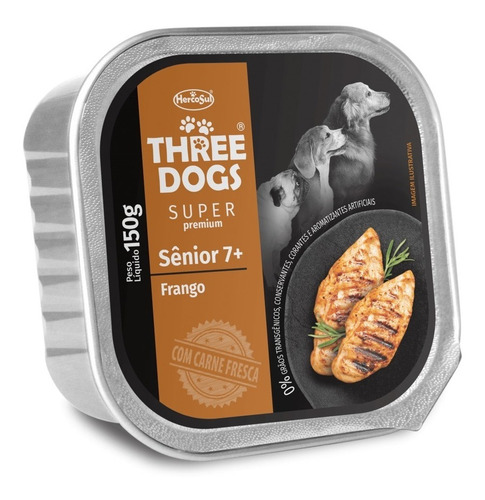 Pate Perro Three Dogs Senior Pollo 150 Grs (caja X12)