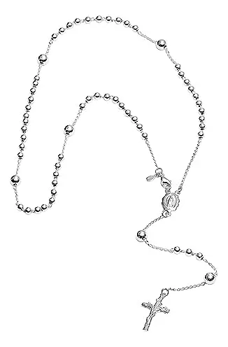 Lecalla Joyería De Plata De Ley 925 Rosario Italiano Cruz Y