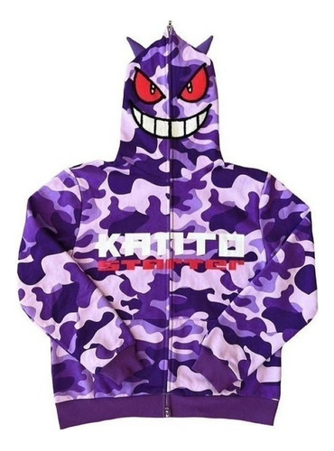 Sudadera Capucha Gengar 3d Hombre Y Mujer Cremallera Bordada