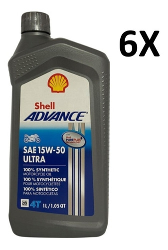 Aceite Sintetico Shell Advance Ultra 4t 15w50 ( 6 Litros)