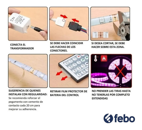 Imagen 7 de 8 de Cinta Tira Luces Led Rgb 5m 3528 C/ Transformador + Control