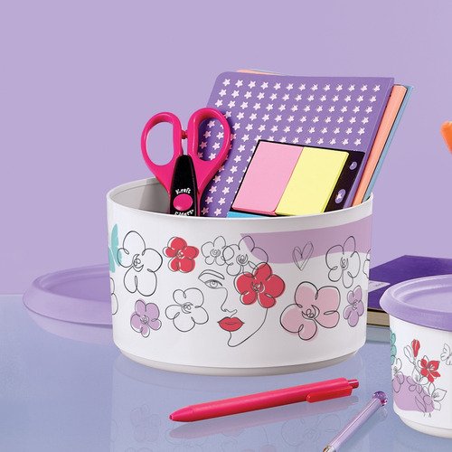 Recipiente Hermético 1.2 L Tupperware Mini Decorado Blanco