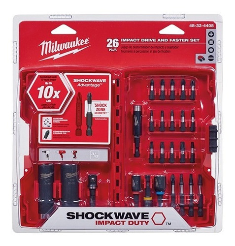 Set De Puntas De Impacto 26 Piezas Shockwave De Milwaukee