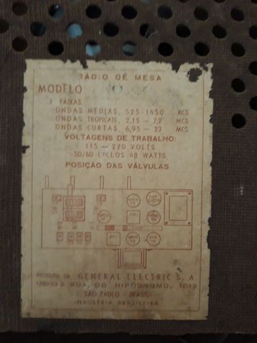 Rádio General Electric Modelo R 18-30 Valvulado | MercadoLivre