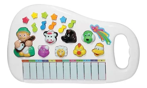 Teclado Fazendinha Piano Infantil Musical Som De Animais Cor