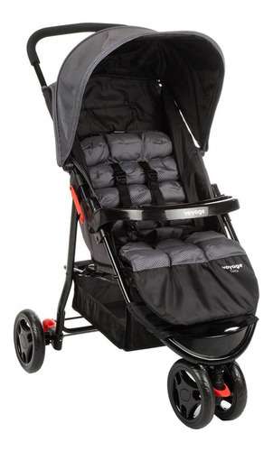 Carrinho De Bebe Delta Voyage Cinza Grid Cor do chassi Preto