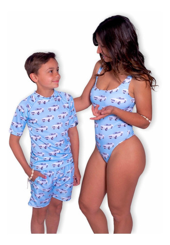 Imagen 3 de 3 de Short De Baño Niño Microfibra Con Sosten Red Autitos