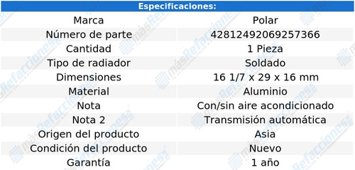 Radiador Nissan Rogue 2015 2016 2017 2018 2019 L4 Aut