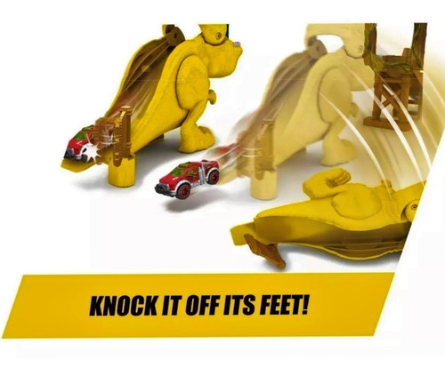 Pista Autos Dinosaurio Doble Metal Machines T-rex Atack Full Color T- Rex