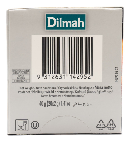 Té Negro Sabor Frambuesa Dilmah 40 Grs 20 Sobres Infusión