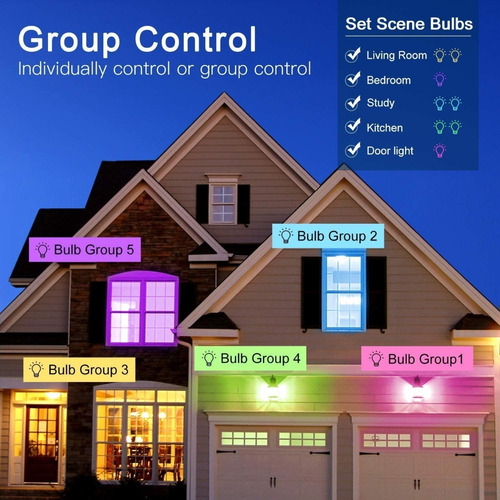 Imagen 5 de 8 de Bombilla Wifi Led Inteligente Con Bluetooth Y Alexa E27 Rgb