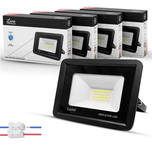 Kit 5 Refletor Led Holofote 50w Smd Mini Ip67 127/220V Branco Frio