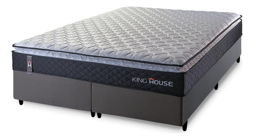 Conjunto Cama Box King Dakota Preto 193x203x57 Espuma D33