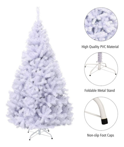 Árbol Navidad Artificial Blanco Pvc Sin Luz Fácil Montaje In