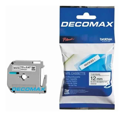 Imagen 1 de 4 de Cartucho Cinta Mk231 Brother P/rotuladora Pt 80 90 12mm N/b