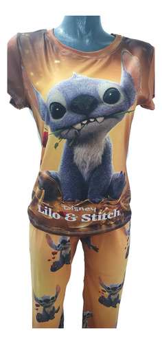 Pijama Mujer De Peluche Lilo Stitch Pantalón Y Blusa