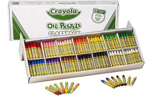 Crayola - Pasteles De Aceite, 12 Colores Brillantes Opacos (