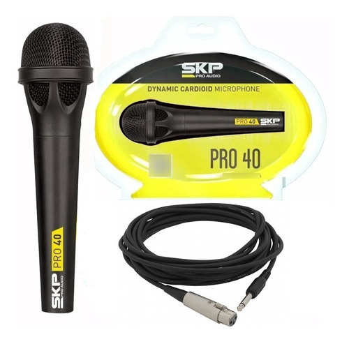 Skp Pro-40 Micrófono Dinámico Profesional + Cable 5 Metros. 