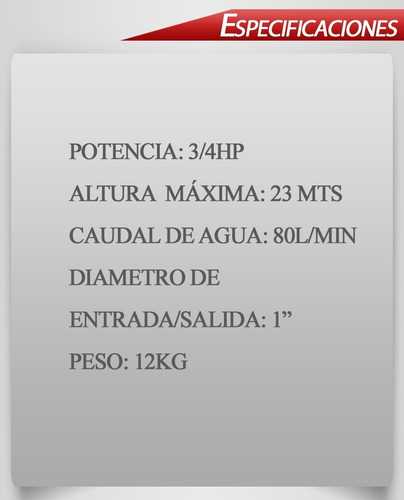 Bomba Centrifuga 3/4hp Turbina De Bronce Thundertrim Tt08360
