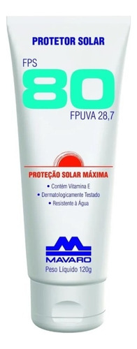 Creme protetor solar Mavaro Fps 80 120g