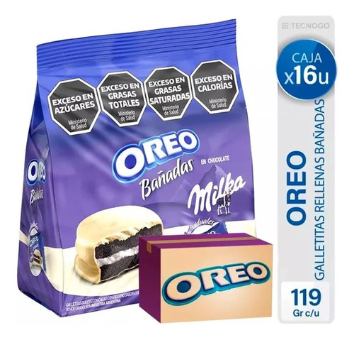 Oreo Galletitas Bañadas Chocolate Blanco Rellenas Caja X16 U