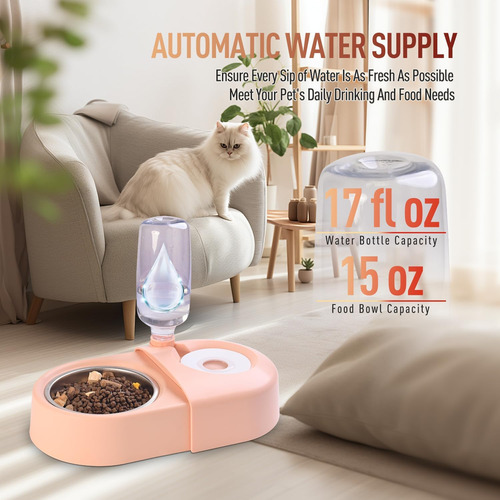 Juego De Cuencos Para Perros Rosados, Cuencos De Agua Y Comi