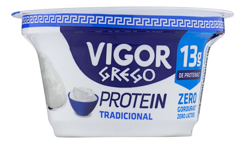 Iogurte Desnatado Grego Tradicional Zero Lactose Vigor Protein Pote 130g