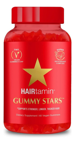 Soporte Cabello Hairtamin Gummy Stars 60 Gomitas Veg Sfs Ht2 Sabor Sin sabor