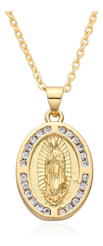 Q Collar Con Colgante La Virgen María Chapado Para Oro,