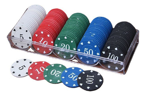 100 Pcs Fichas Poker Con Caja De Almacenamiento De Plástico