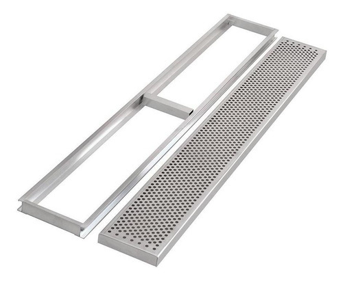 Rejilla de drenaje lineal perforada de acero inoxidable de 20 x 80 cm para agua de lluvia