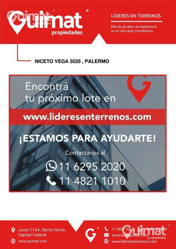 Imagen 4 de 15 de Lideres En Terrenos - Lote Niceto Vega Y Serrano.