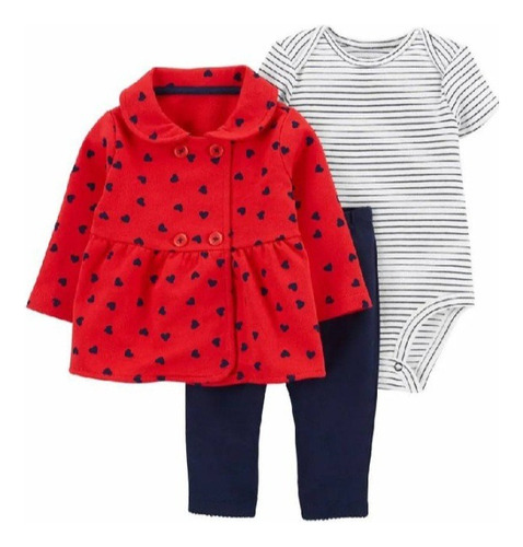 Trio Bebê Menina Carters Original Roupa De Frio 3 A 24 Meses Vermelho 3 Meses