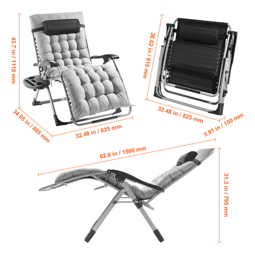 Vevor Zero Gravity Chair Sillón Reclinable Zero Gravity 33