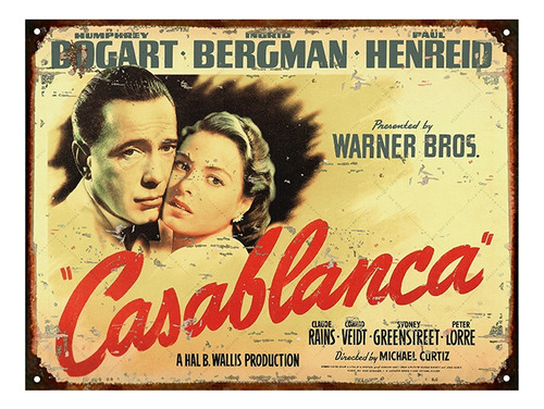 Carteles Chapa, Retro, Cine Casablanca Bogart L963