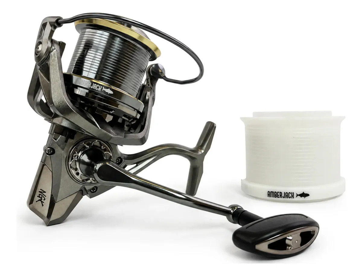 Reel Frontal Amberjack NGK Plateado 10000 Freno 20kg Lance Mar Rio Pesca Costa 6 Rulemanes