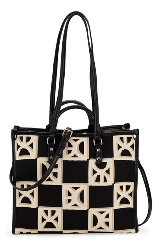 Bolsa Tote Cloe Para Mujer Mediana Doble Función Con Pouch Color Negro
