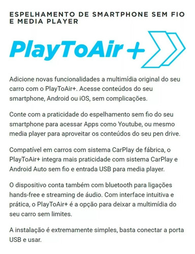 Espelhamento Play To Air+ Faatech Com Sistema Carplay