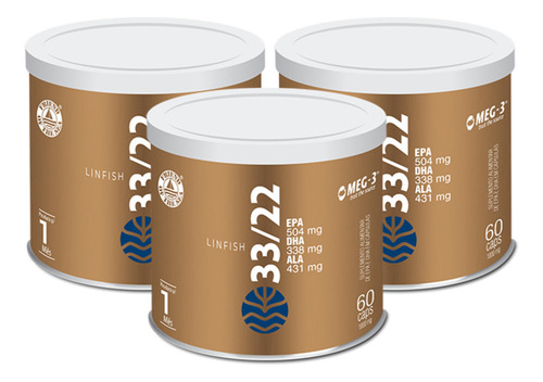 3x Linfish 33/22 Epa 504mg Dha 338mg Vital Âtman 60 Capsulas Sabor Sem Sabor