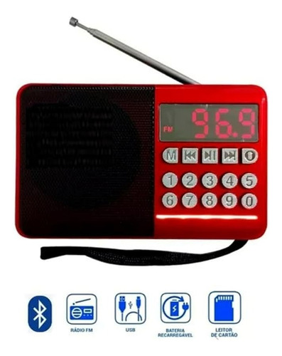 Rádio Fm Retrô Bluetooth 3w De Potência Recarregável Ka-31