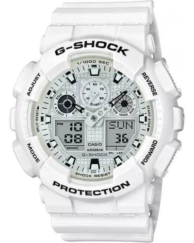 Reloj Casio G-shock GA-100MW-7ADR, color de correa de reloj blanco, color de bisel blanco, color de fondo blanco