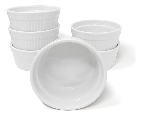 Juego De Ramekin De Porcelana Blanca De 6 Piezas, 18 Oz...