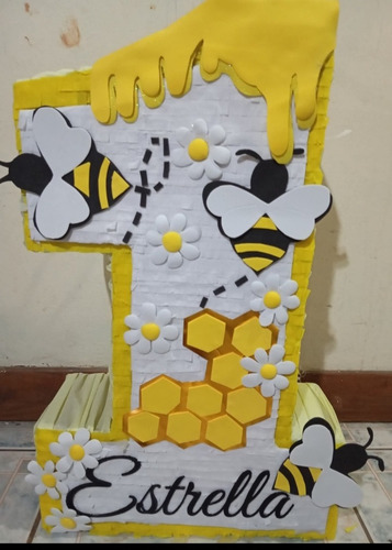 Piñata Cartón Arcoirispapel Colorido 1 Unidad Blanco Número Abejita Número Personalizado Abejita Mediana
