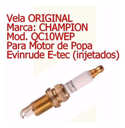  Vela Champion Iridium Qc10wep Motor Evinrude E-tec - 1 Un 