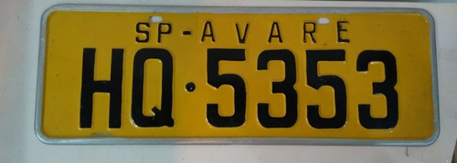 Placa De Carro Antiga Amarela Do Estado De Sp