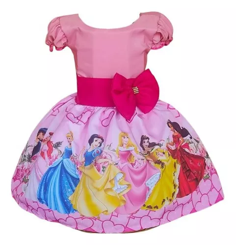 Vestido Infantil Moana Baby Rosa C/ Broche Luxo Princesas