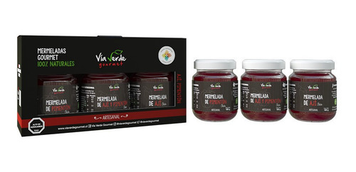Imagen 1 de 7 de Mermeladas Gourmet Víaverde Pack 3 Unid 100% Natural Chilena