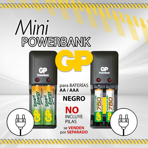 Mini Powerbank Gp Para Pilas Aa/aaa Sin Pilas Negro / 09937