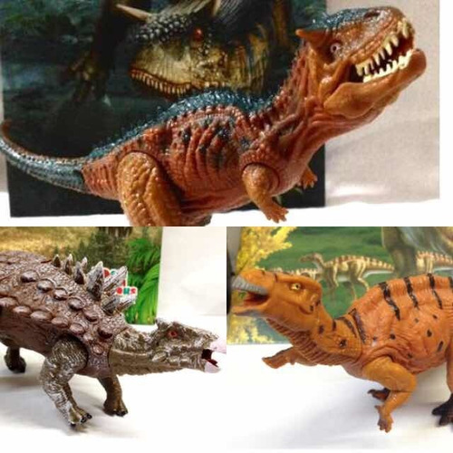 Kit 3 Dinossauros - Carnotauro + Anquilossauro + Iguanodon