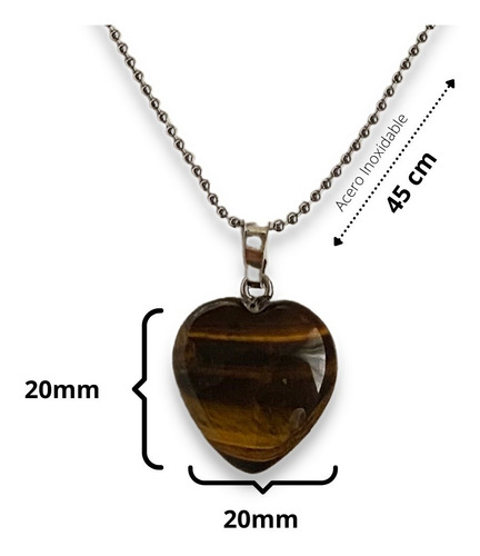 Imagen 2 de 4 de Collar Corazoncito De Ojo De Tigre 100% Natural